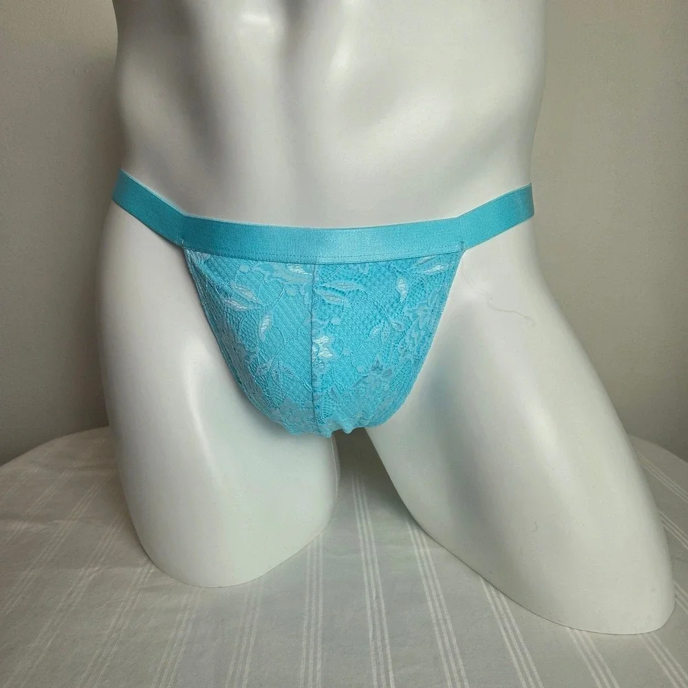 Cosabella Light Blue Floral Lace Thong Underwear‎ Mens Sexy Intimate Briefs